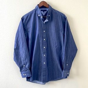 Tommy Hilfiger Blue  Designer Button Up Dress Shirt Mens